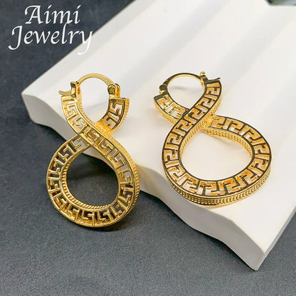 Original Vintage Dubai Gold Plated Hoop Earrings for Women