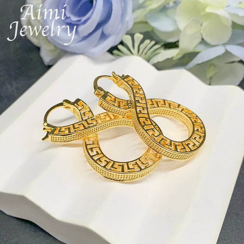 Original Vintage Dubai Gold Plated Hoop Earrings for Women