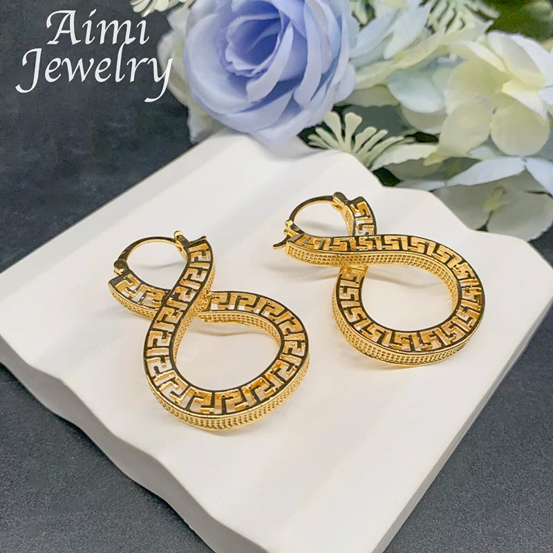 Original Vintage Dubai Gold Plated Hoop Earrings for Women