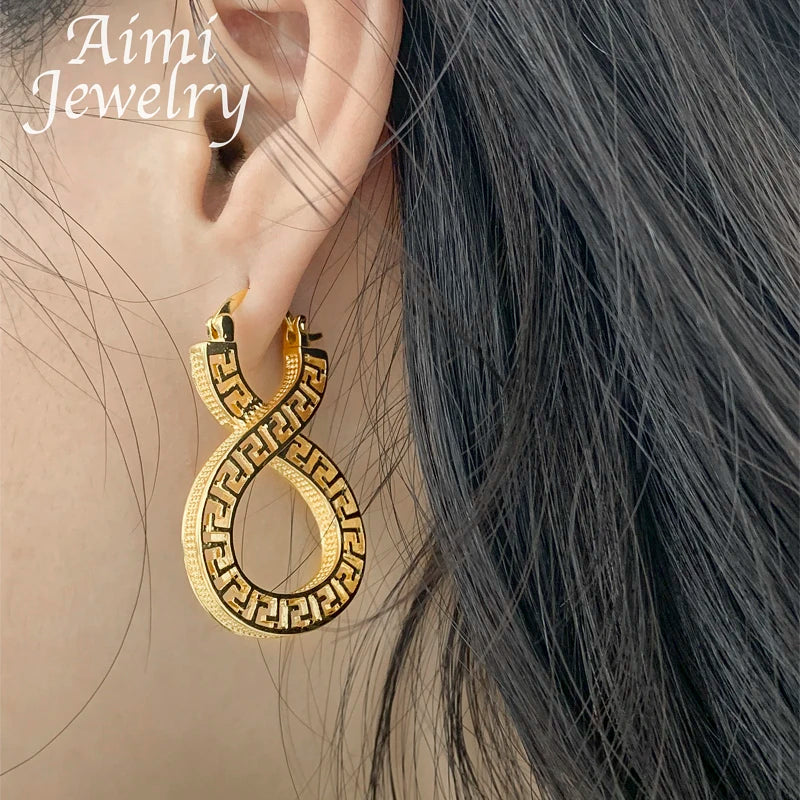 Original Vintage Dubai Gold Plated Hoop Earrings for Women